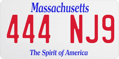 MA license plate 444NJ9