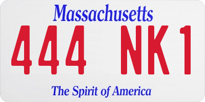 MA license plate 444NK1