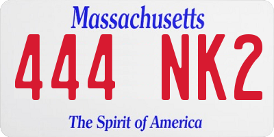 MA license plate 444NK2