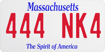 MA license plate 444NK4