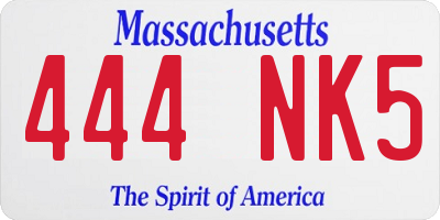 MA license plate 444NK5