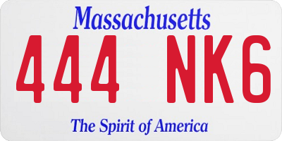 MA license plate 444NK6