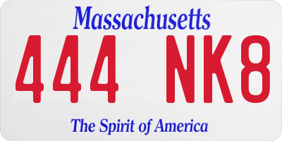 MA license plate 444NK8