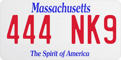 MA license plate 444NK9