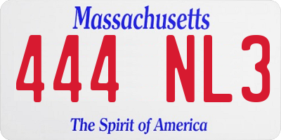 MA license plate 444NL3