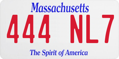 MA license plate 444NL7