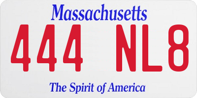 MA license plate 444NL8
