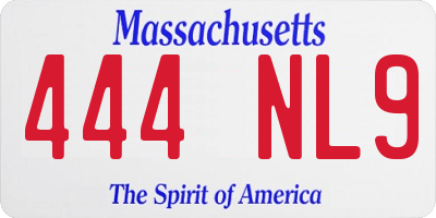MA license plate 444NL9