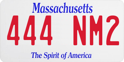 MA license plate 444NM2