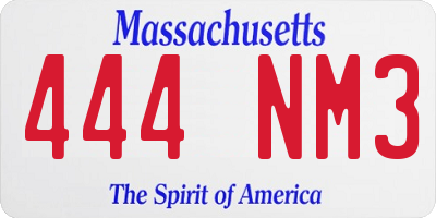 MA license plate 444NM3