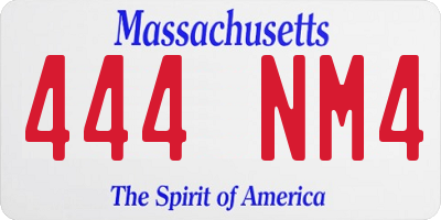 MA license plate 444NM4