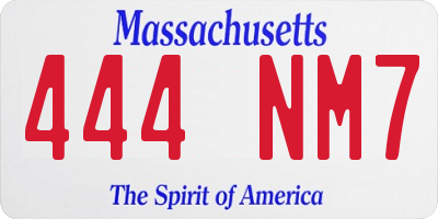 MA license plate 444NM7