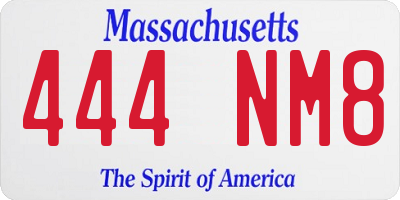 MA license plate 444NM8