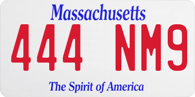 MA license plate 444NM9