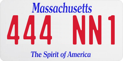 MA license plate 444NN1