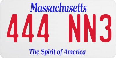 MA license plate 444NN3