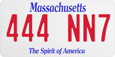 MA license plate 444NN7