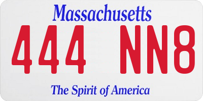 MA license plate 444NN8