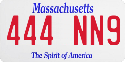 MA license plate 444NN9