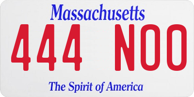 MA license plate 444NO0
