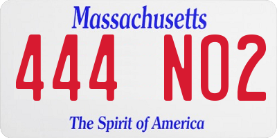 MA license plate 444NO2