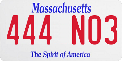 MA license plate 444NO3