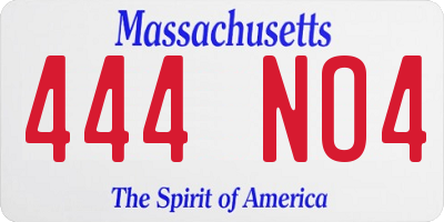 MA license plate 444NO4