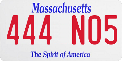MA license plate 444NO5