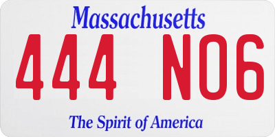 MA license plate 444NO6