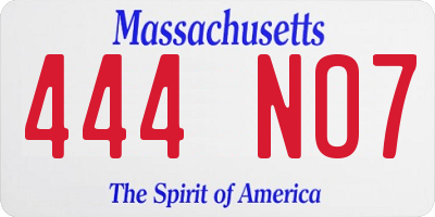 MA license plate 444NO7