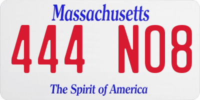 MA license plate 444NO8