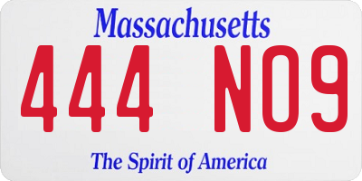 MA license plate 444NO9