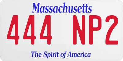 MA license plate 444NP2