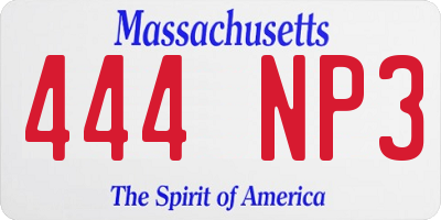 MA license plate 444NP3