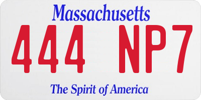 MA license plate 444NP7