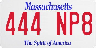 MA license plate 444NP8