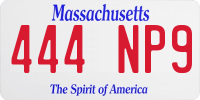 MA license plate 444NP9