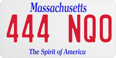 MA license plate 444NQ0