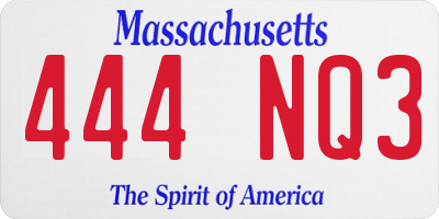 MA license plate 444NQ3