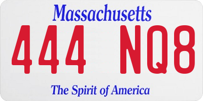 MA license plate 444NQ8