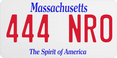 MA license plate 444NR0