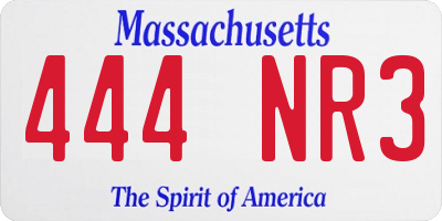 MA license plate 444NR3