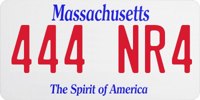 MA license plate 444NR4
