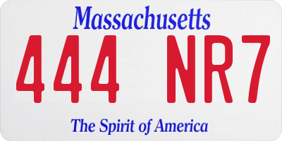 MA license plate 444NR7