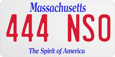 MA license plate 444NS0