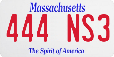 MA license plate 444NS3