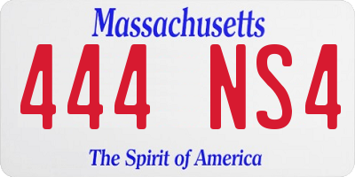 MA license plate 444NS4