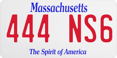 MA license plate 444NS6