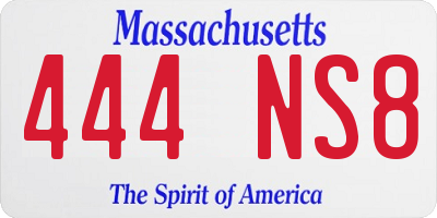 MA license plate 444NS8
