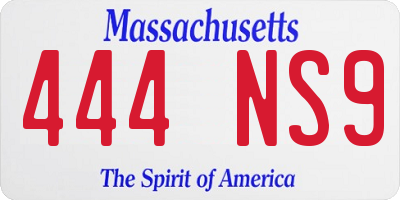 MA license plate 444NS9